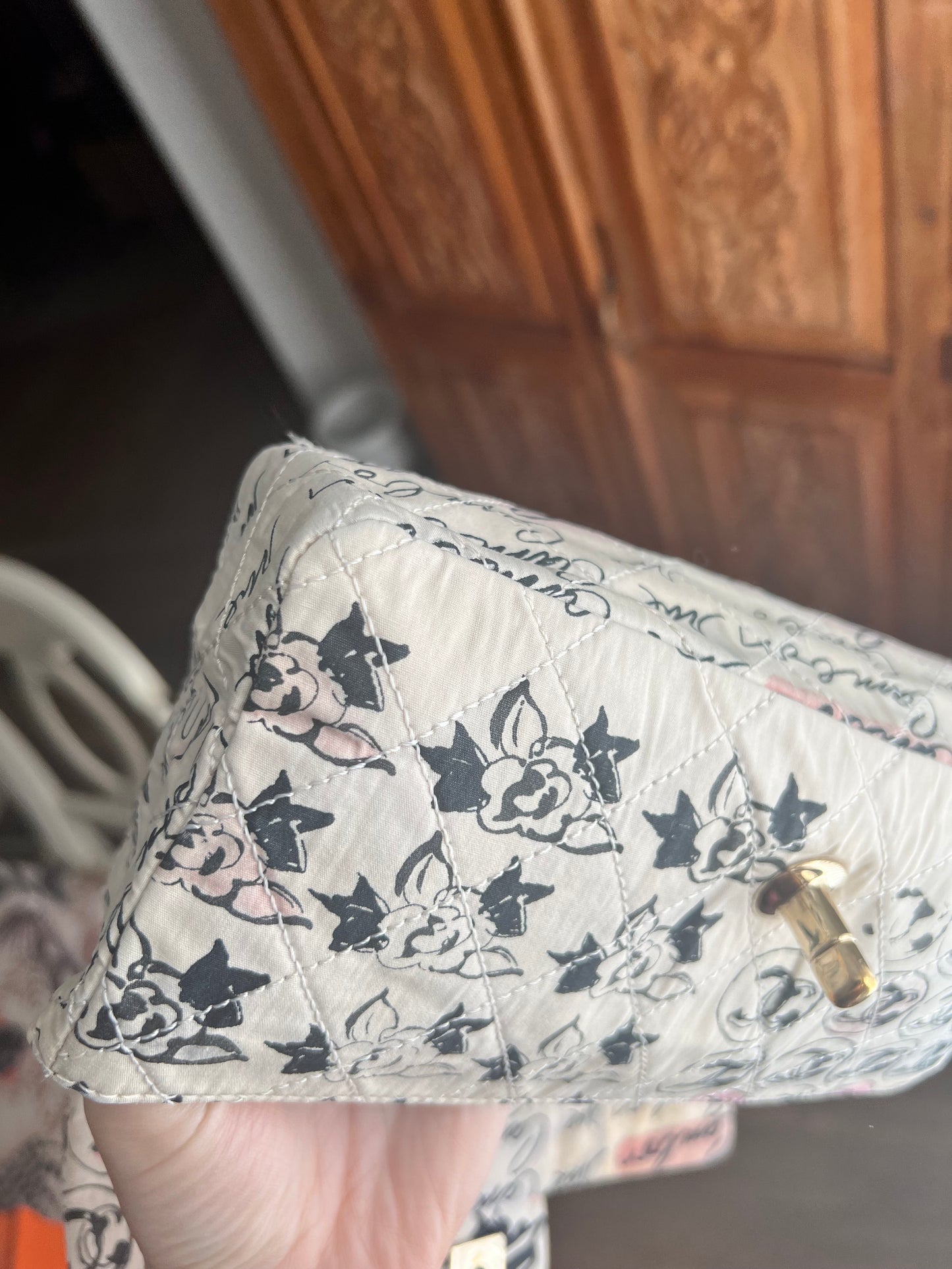 Limited edition vintage Coco creamy graffiti flap with Coco mirror charm bag