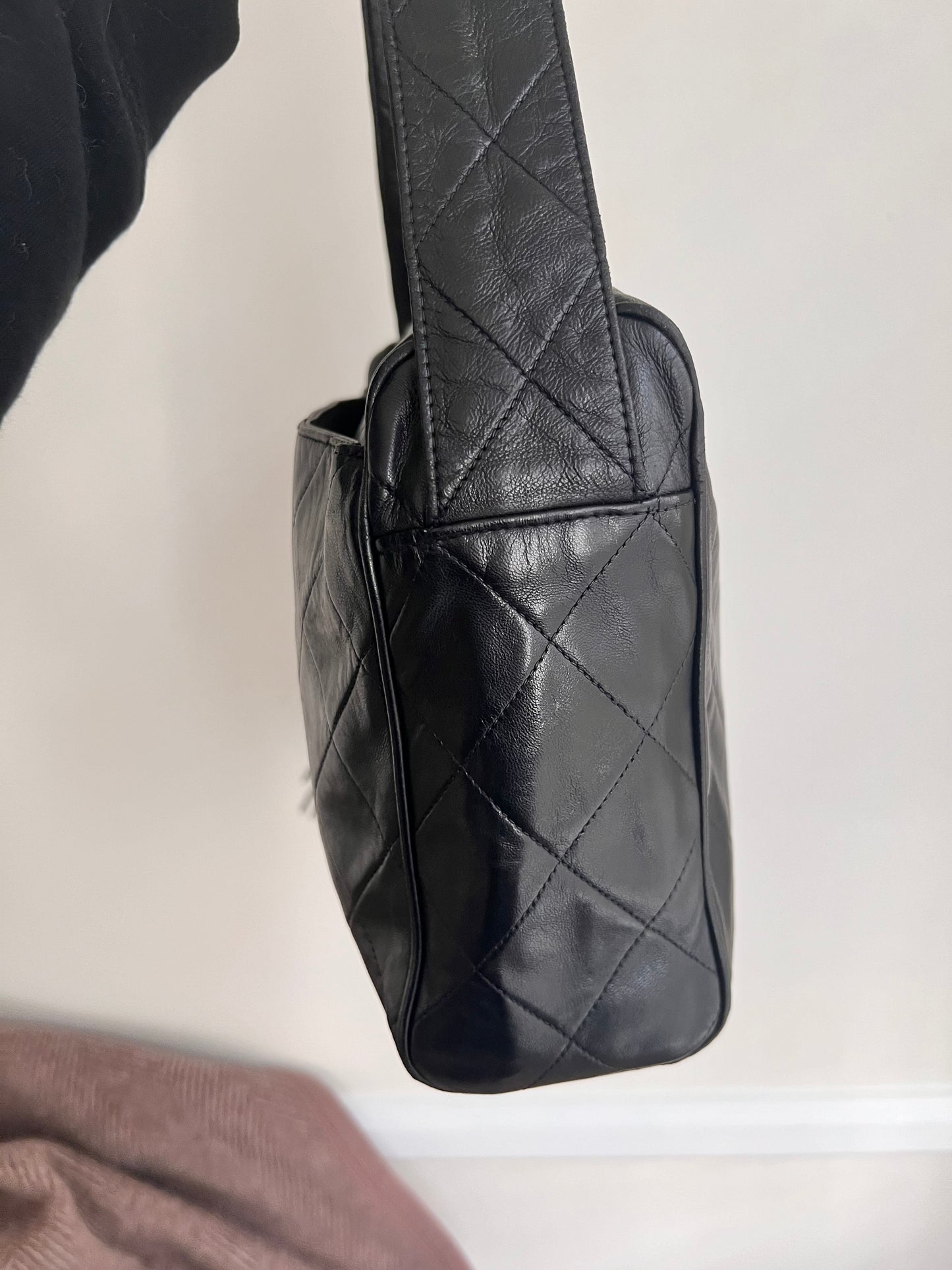 Chanel black lambskin large camera bag