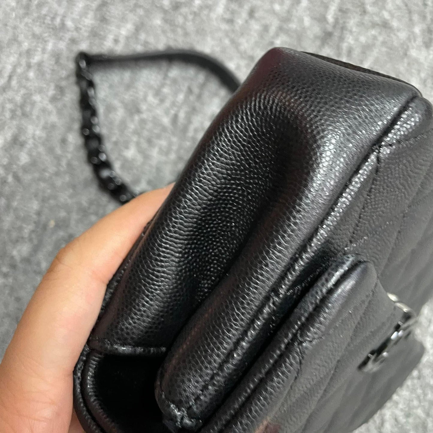 Chanel Black caviar mini rectangle incognito flap