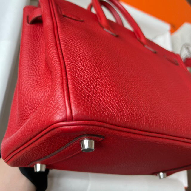 Hermes birkin 25 geranium Togo PHW stamp Q