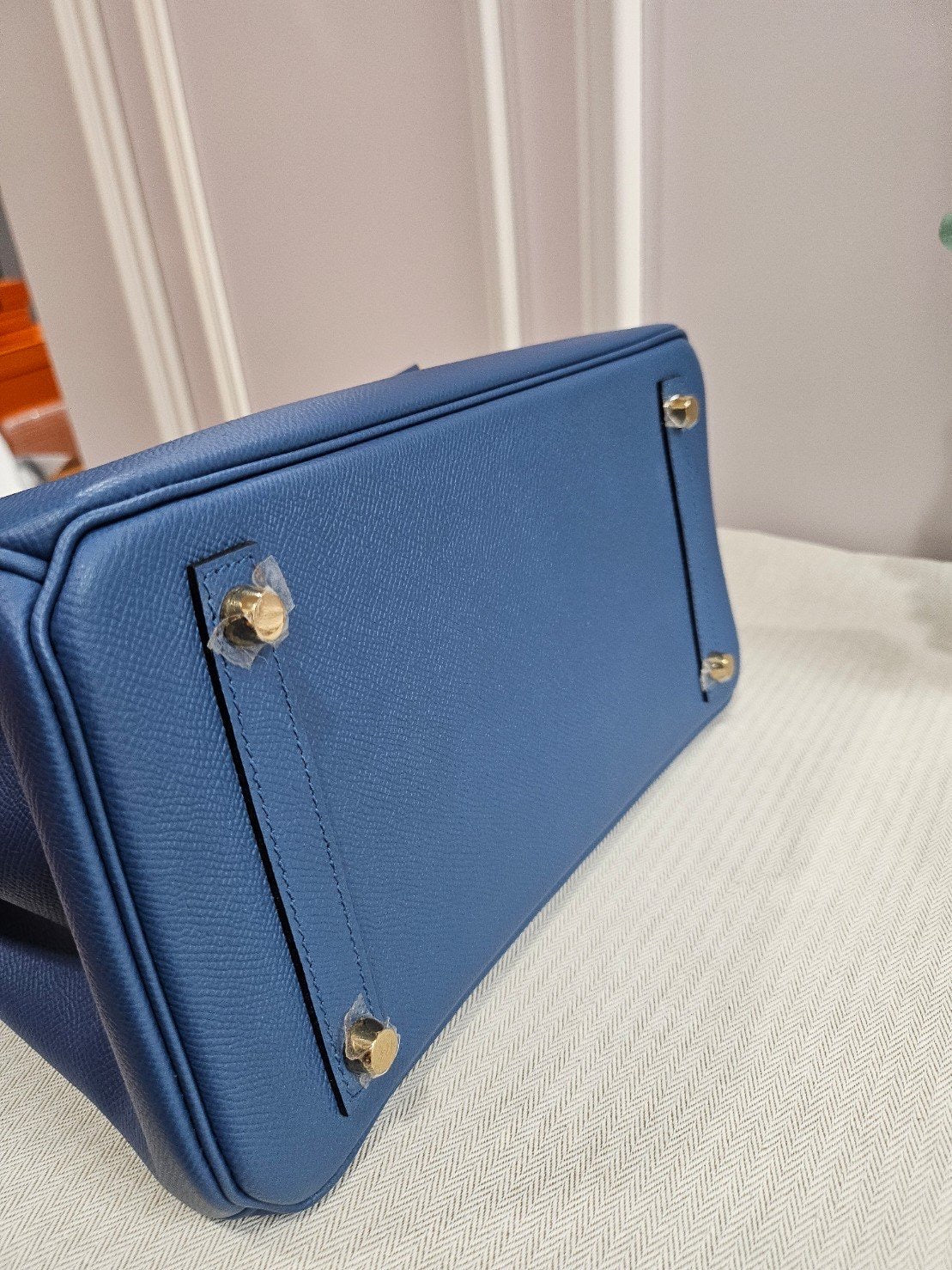 Hermes birkin B30 Epsom blue thalassa GHW stamp X