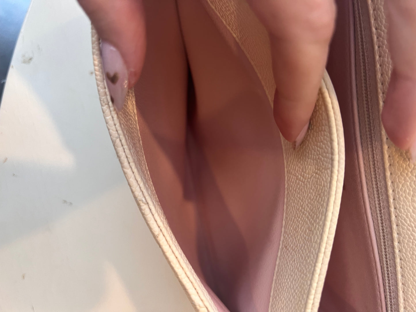 Chanel cream caviar double sided 2 way bag