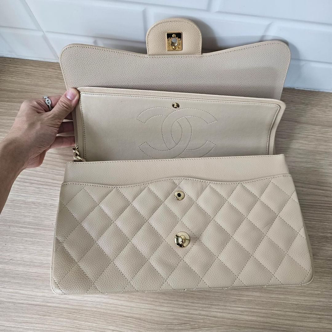 PARTIAL PAYMENT- Chanel Beige Claire caviar jumbo GHW