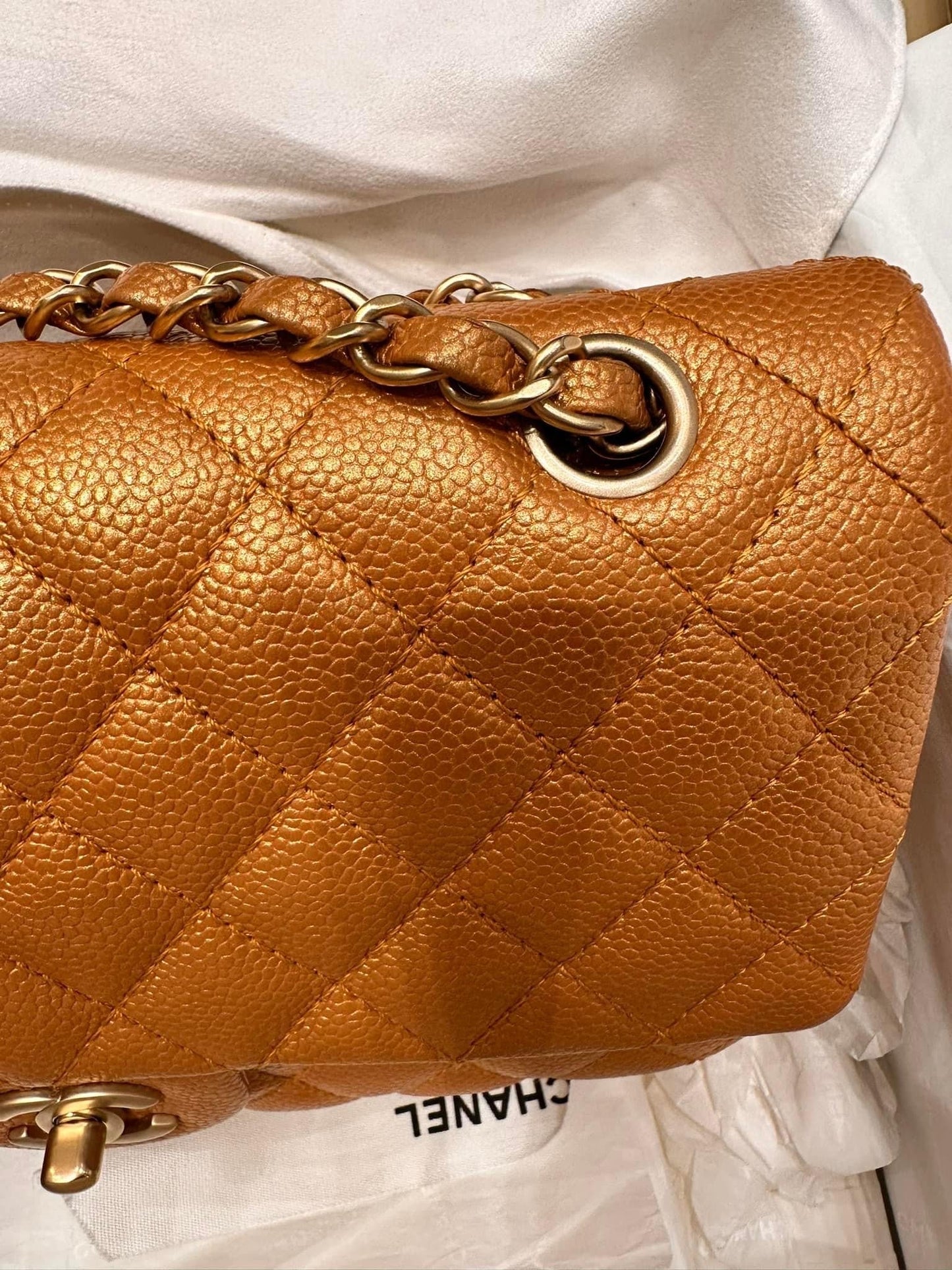 Chanel Medium Double Flap Caramel Caviar classic flap handbag Gold Hardware 21A