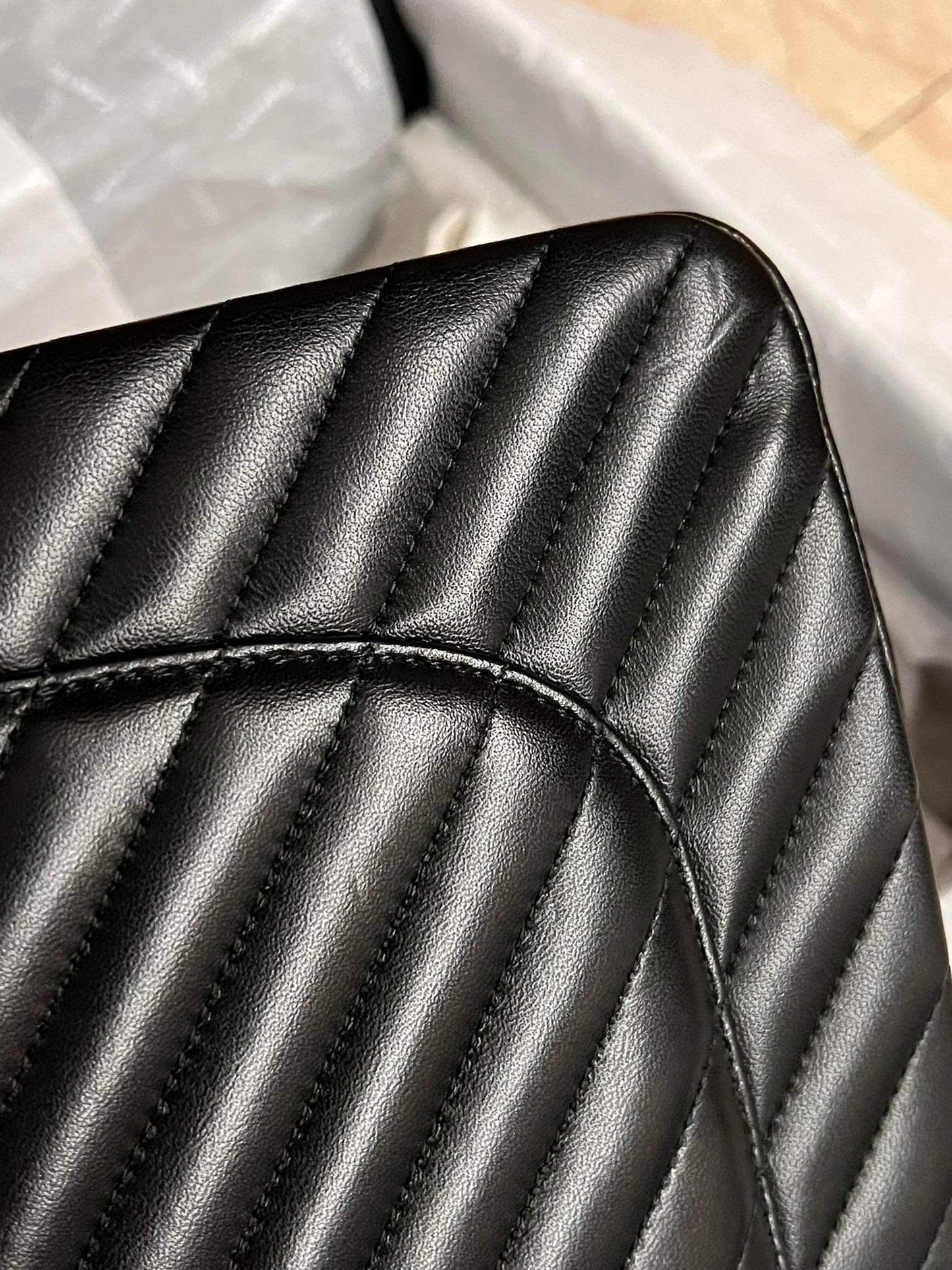 Chanel So Black chevron jumbo double flap