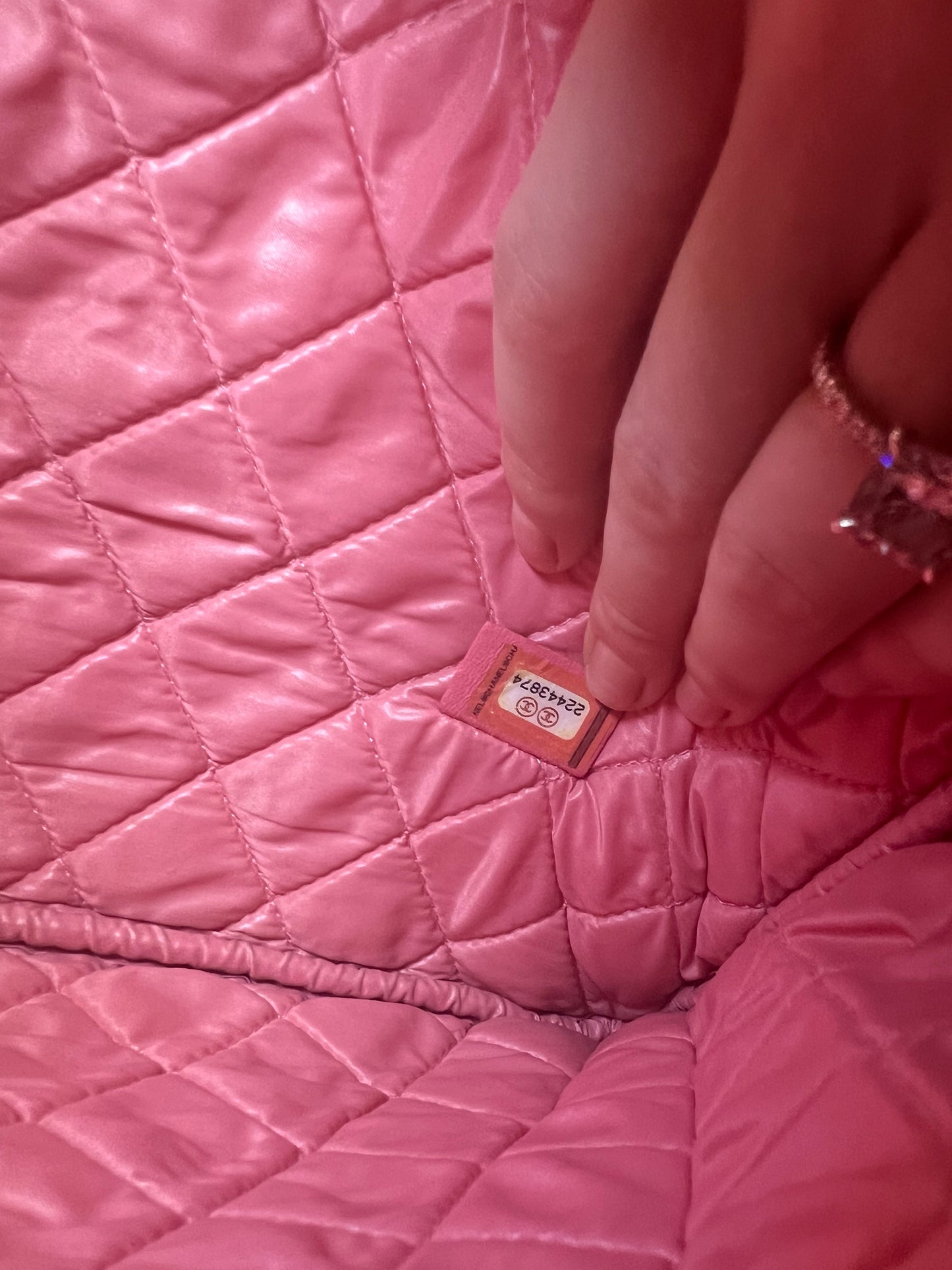 Chanel pink lambskin medium O pouch
