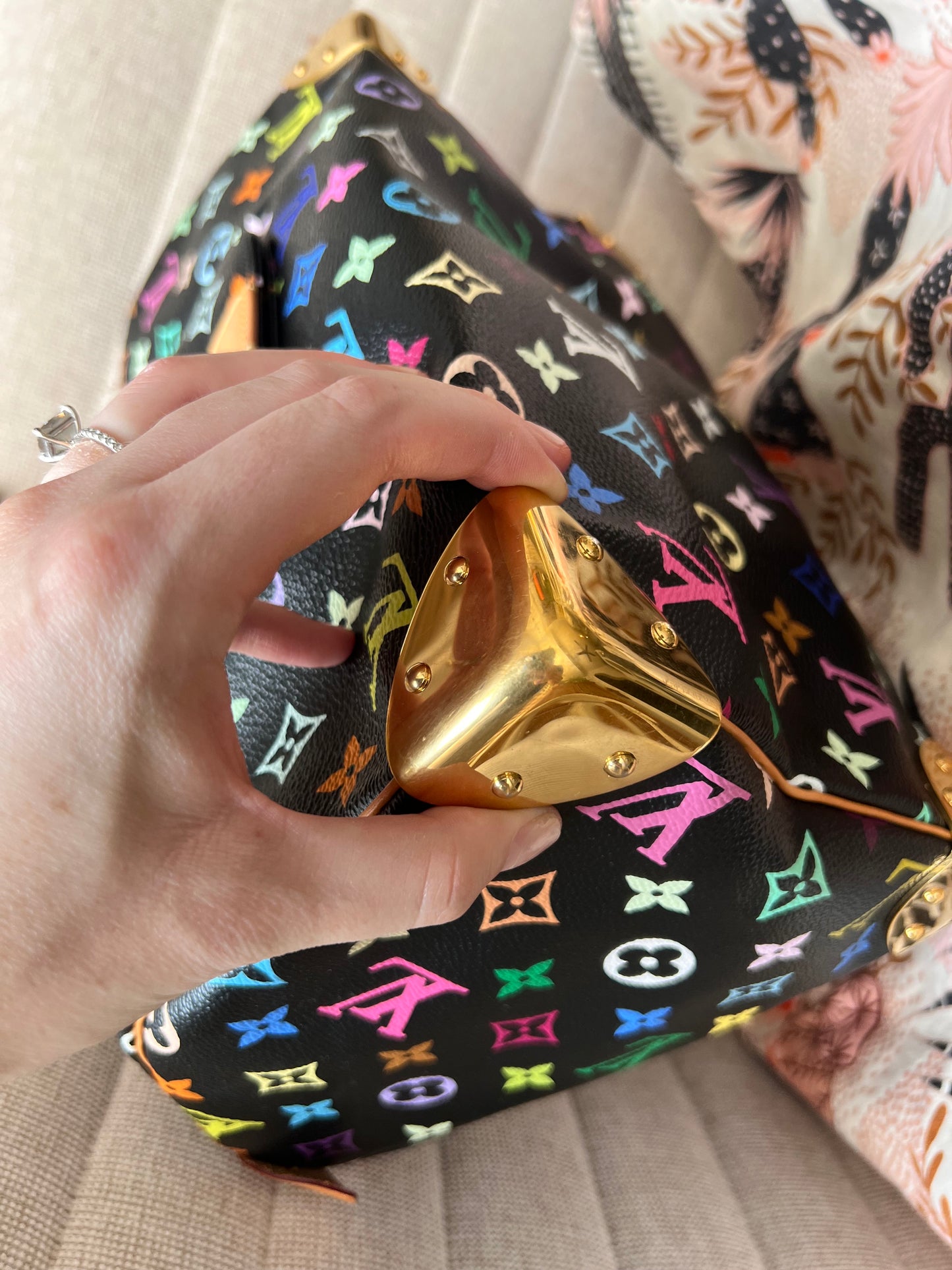 Louis Vuitton black multicolor murakami speedy 30 handbag