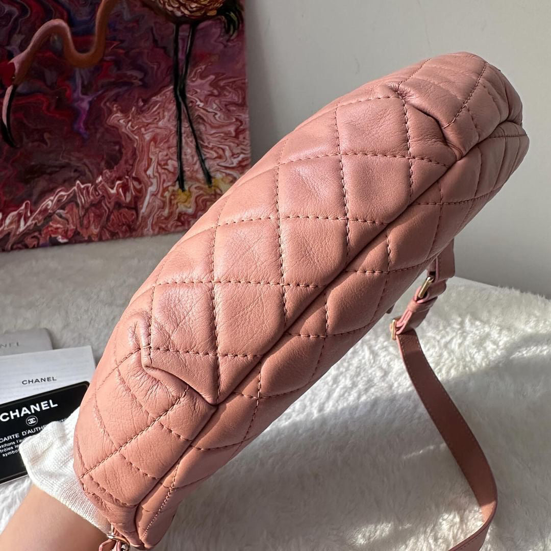 Chanel pink quilted calfskin belt bag Danny pack aged gold hardware