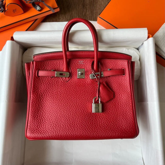 Hermes birkin 25 geranium Togo PHW stamp Q