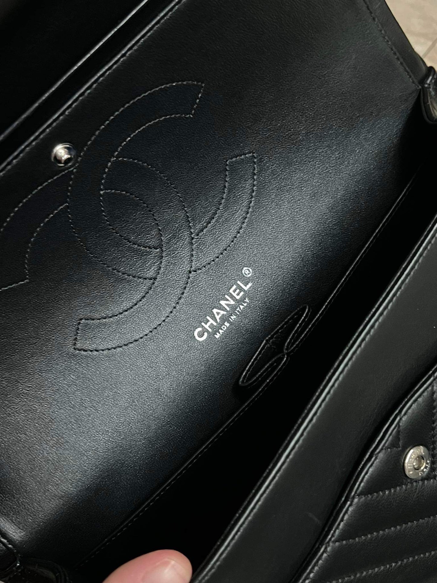 Chanel So Black chevron jumbo double flap