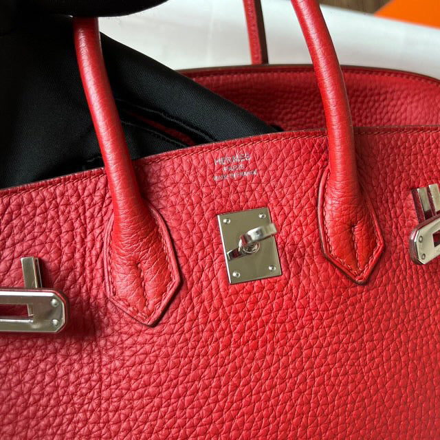 Hermes birkin 25 geranium Togo PHW stamp Q