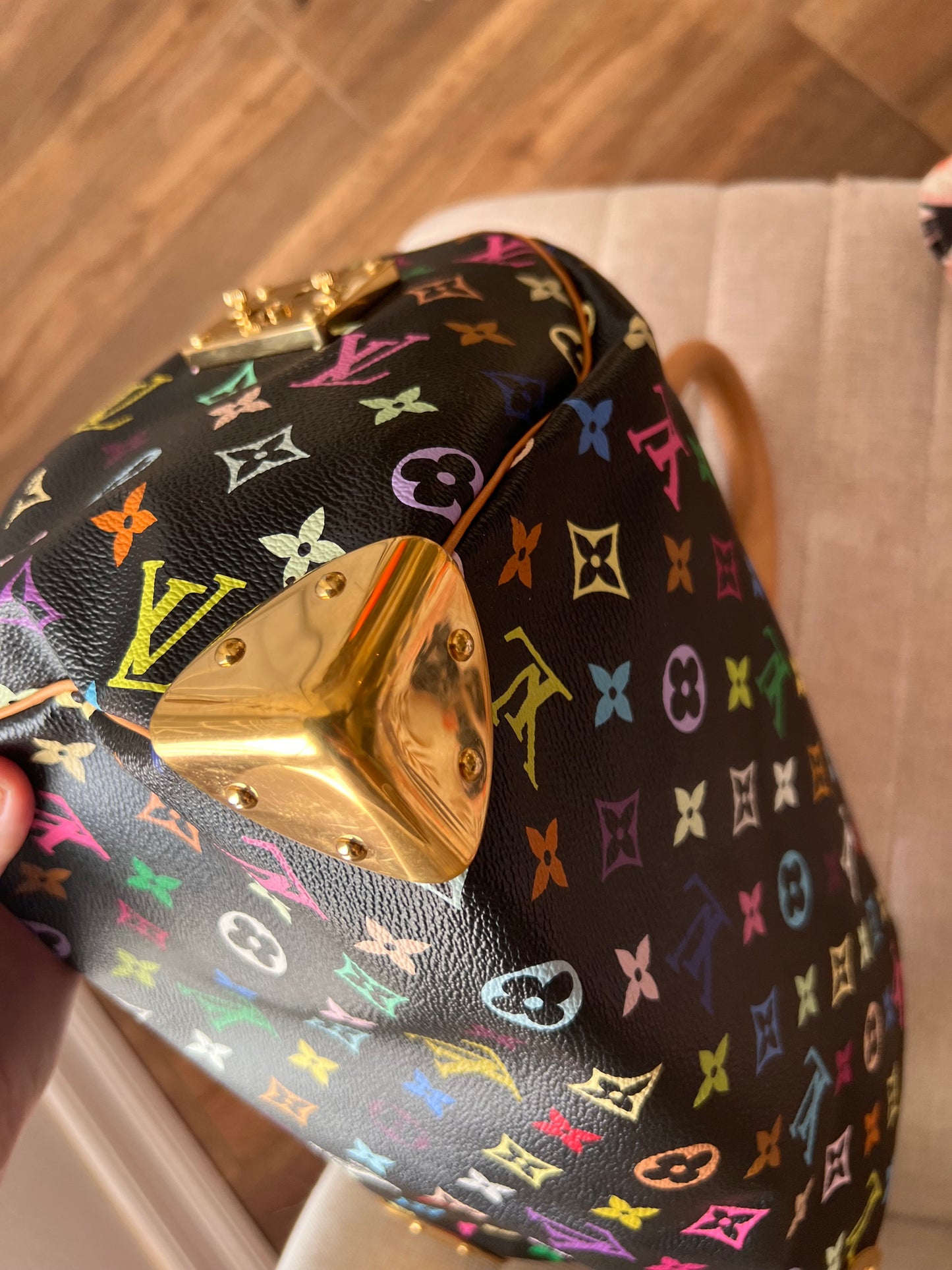 Louis Vuitton black multicolor murakami speedy 30 handbag