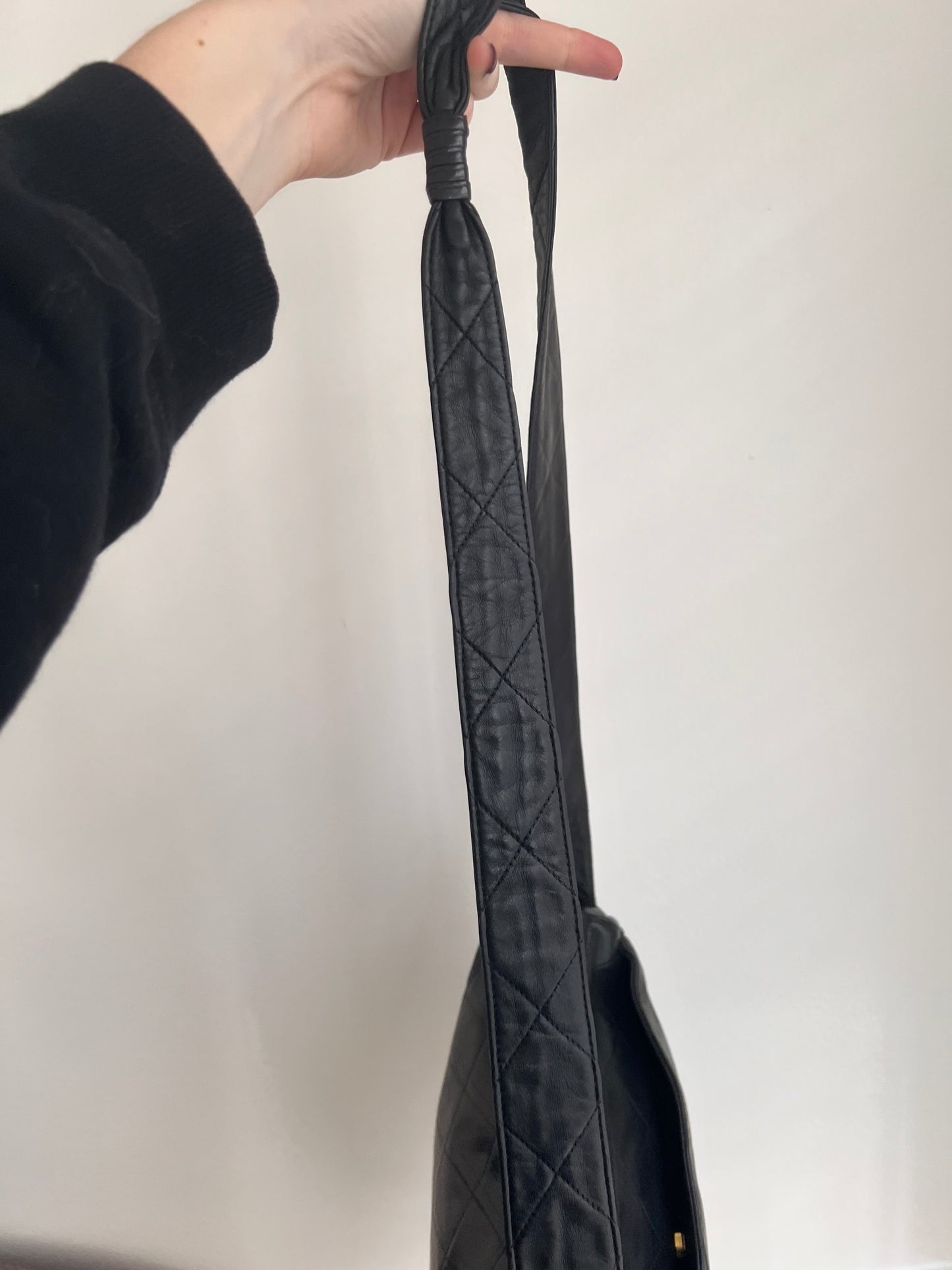 Chanel black lambskin large camera bag