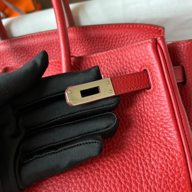 Hermes birkin 25 geranium Togo PHW stamp Q