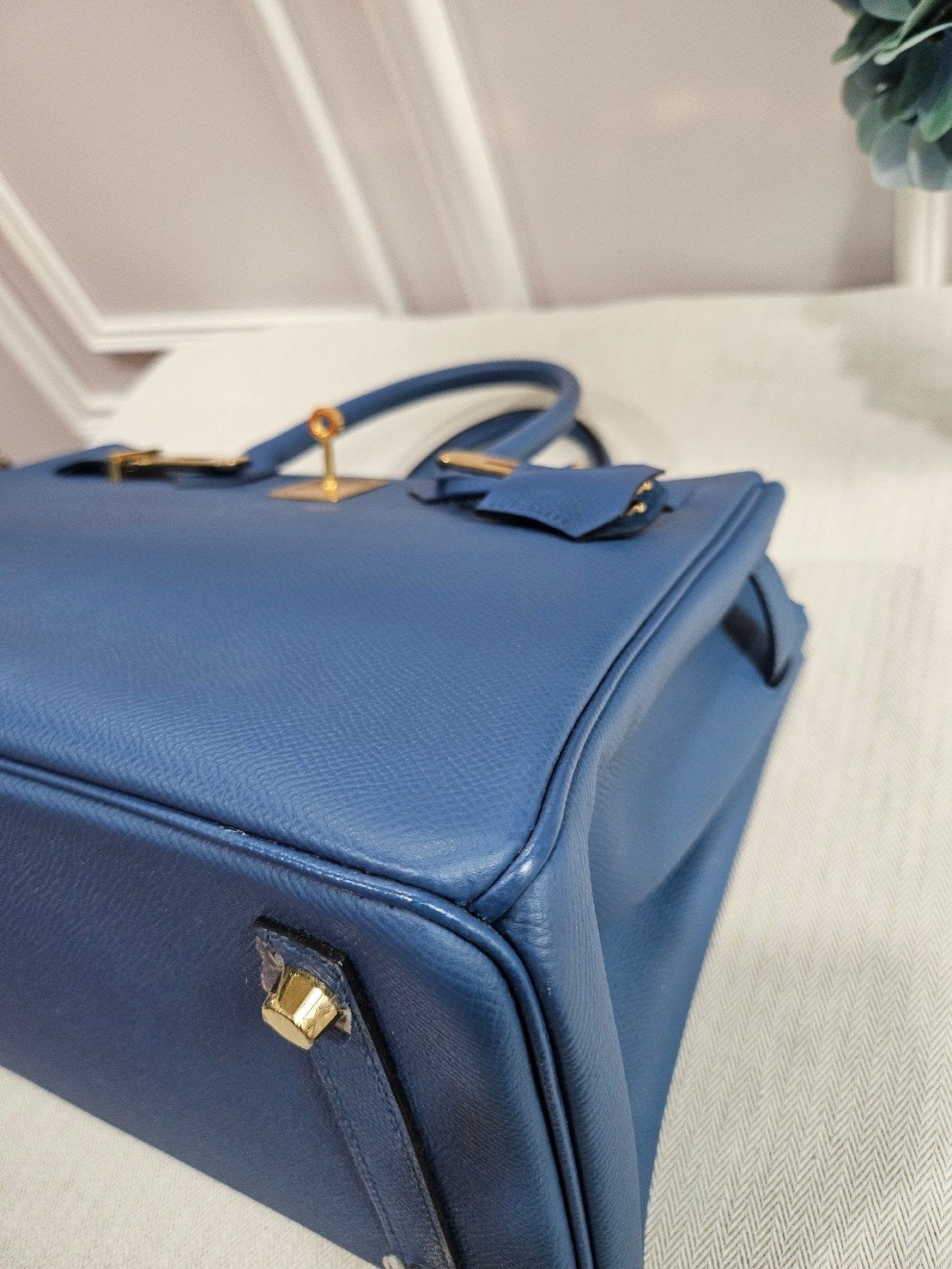Hermes birkin B30 Epsom blue thalassa GHW stamp X