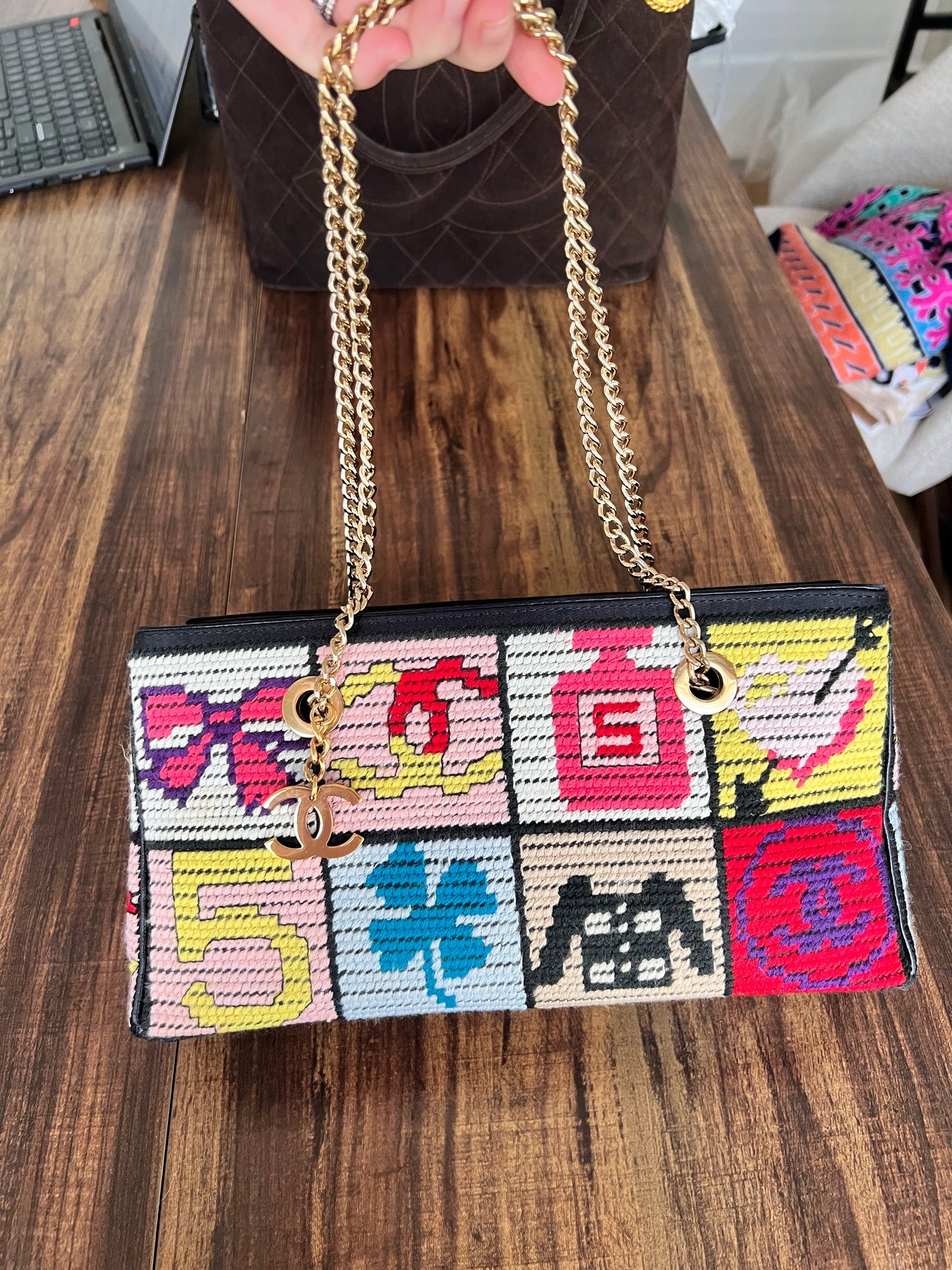 Chanel needlepoint tote