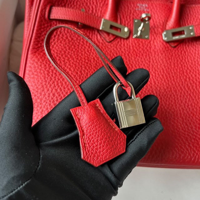 Hermes birkin 25 geranium Togo PHW stamp Q