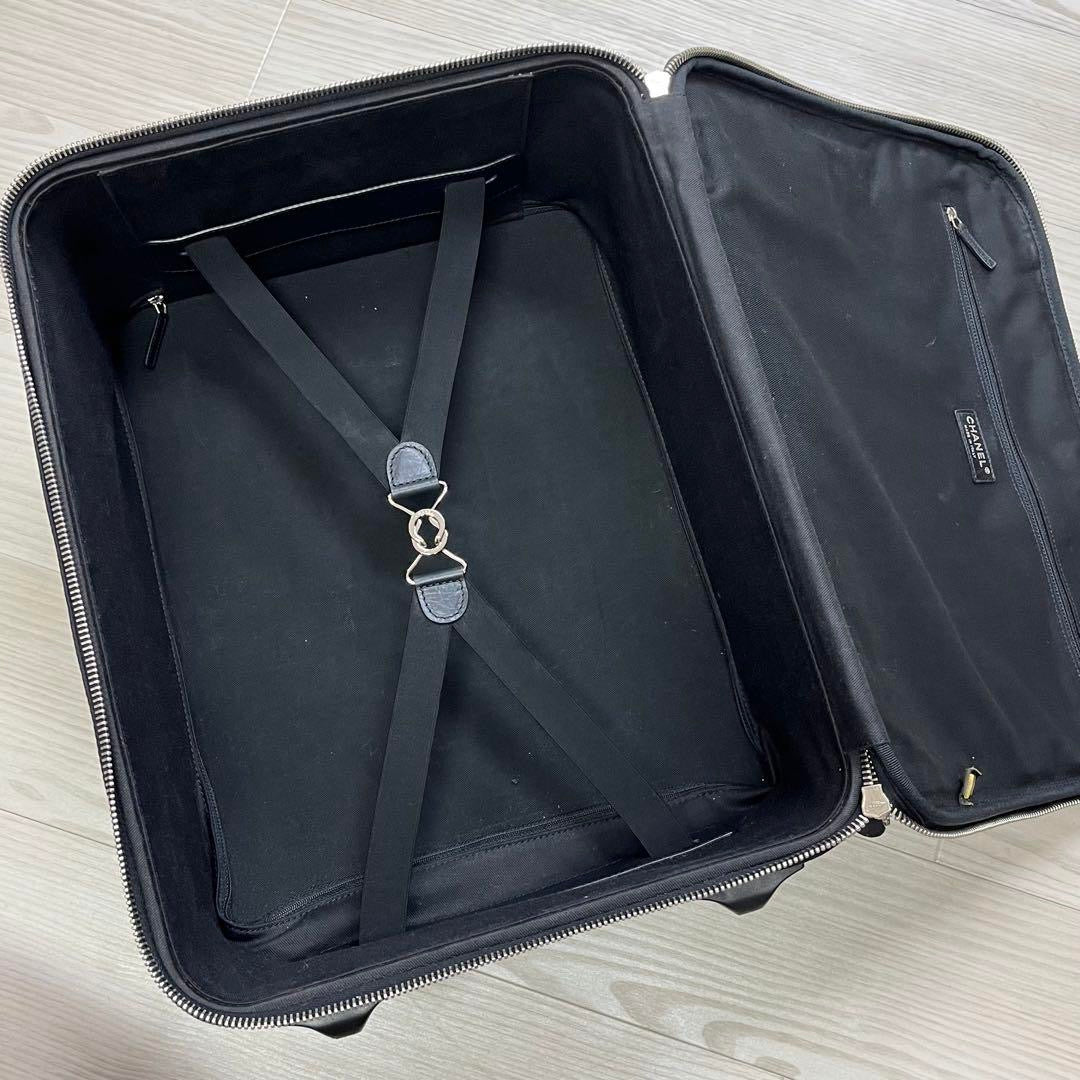 Chanel quilted fabric CC roller carry on travel suitcase
