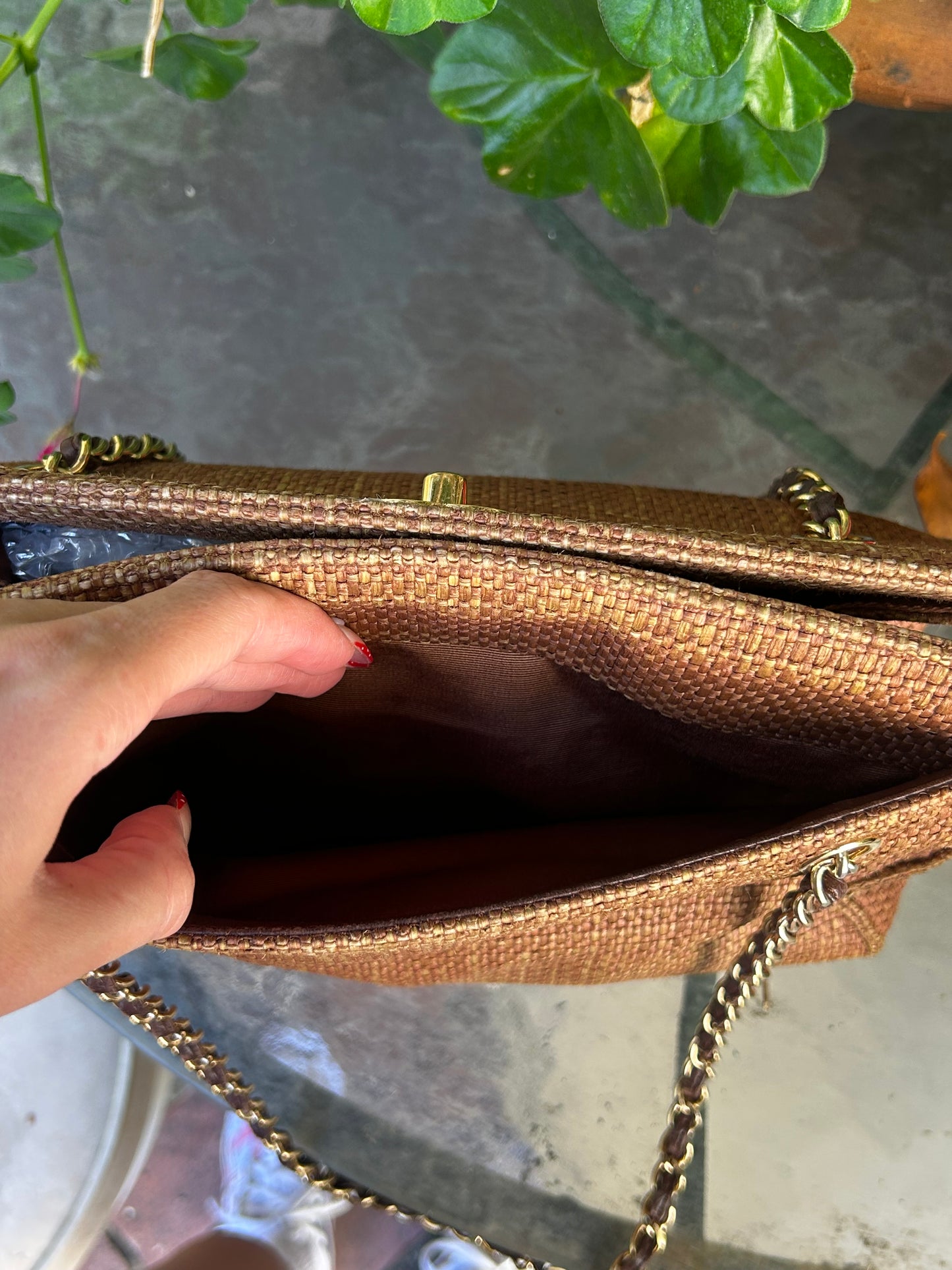 Chanel CC turnlock raffia tote