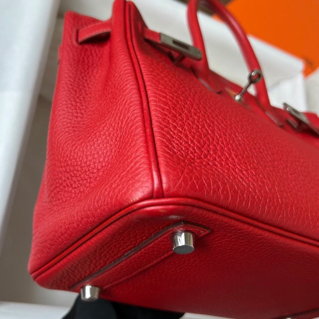 Hermes birkin 25 geranium Togo PHW stamp Q