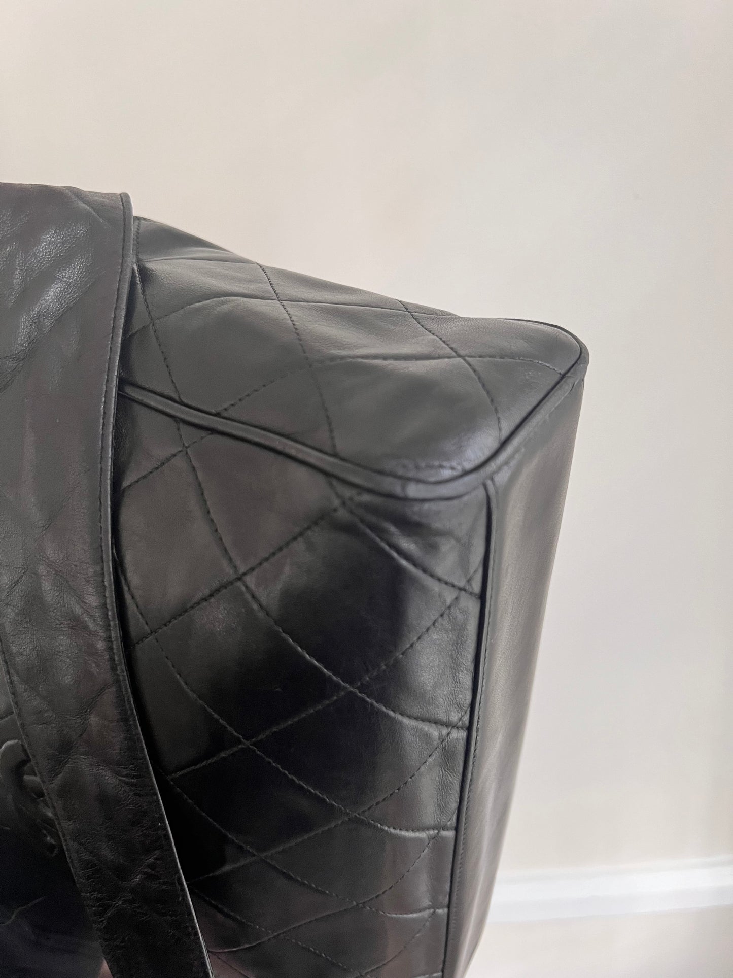 Chanel black lambskin large camera bag