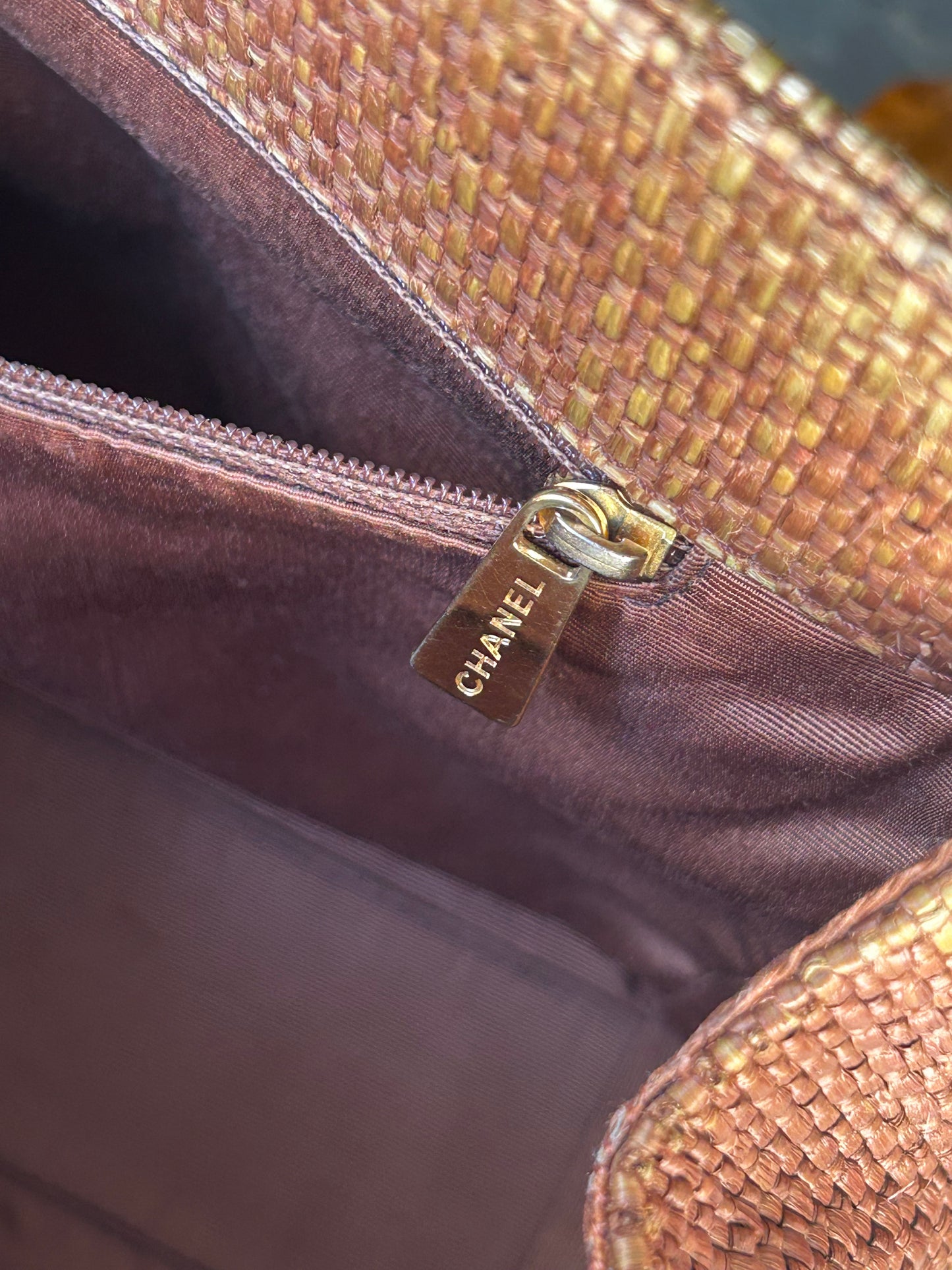 Chanel CC turnlock raffia tote