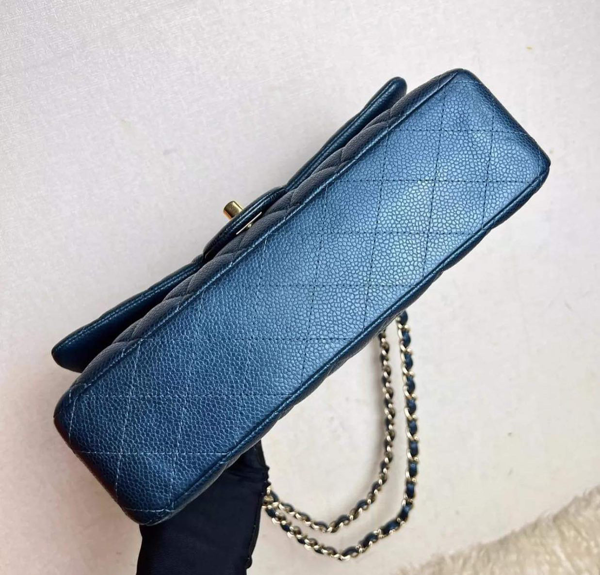 Chanel Navy iridescent caviar medium classic flap bag - partial payment!