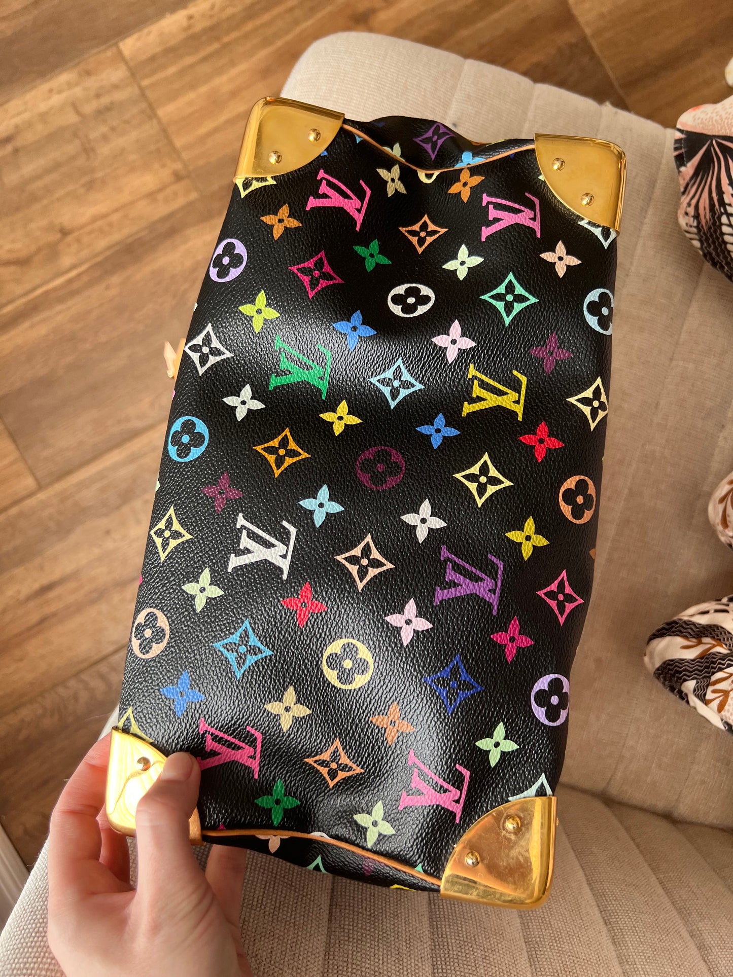 Louis Vuitton black multicolor murakami speedy 30 handbag
