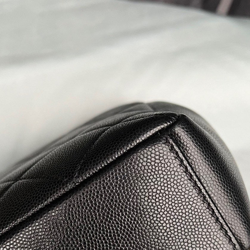 Chanel black caviar so black small flap