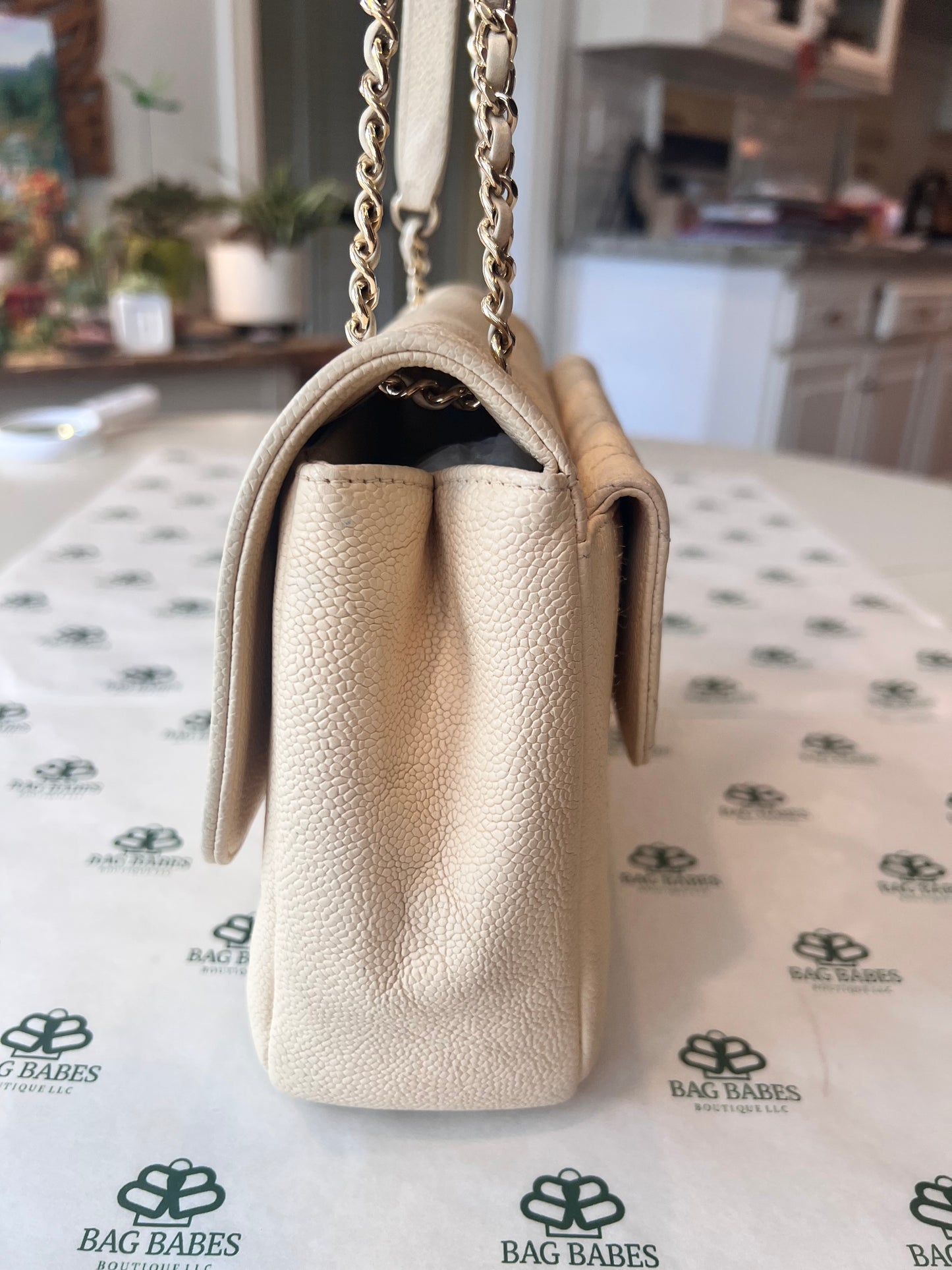 Chanel cream caviar double sided 2 way bag