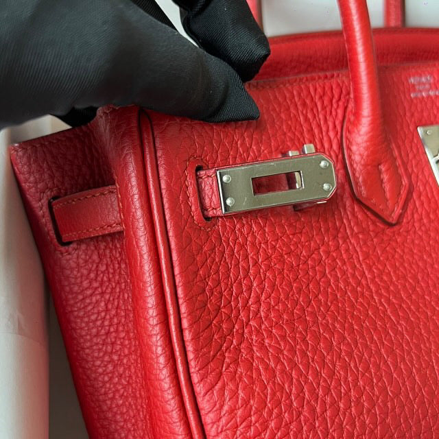 Hermes birkin 25 geranium Togo PHW stamp Q
