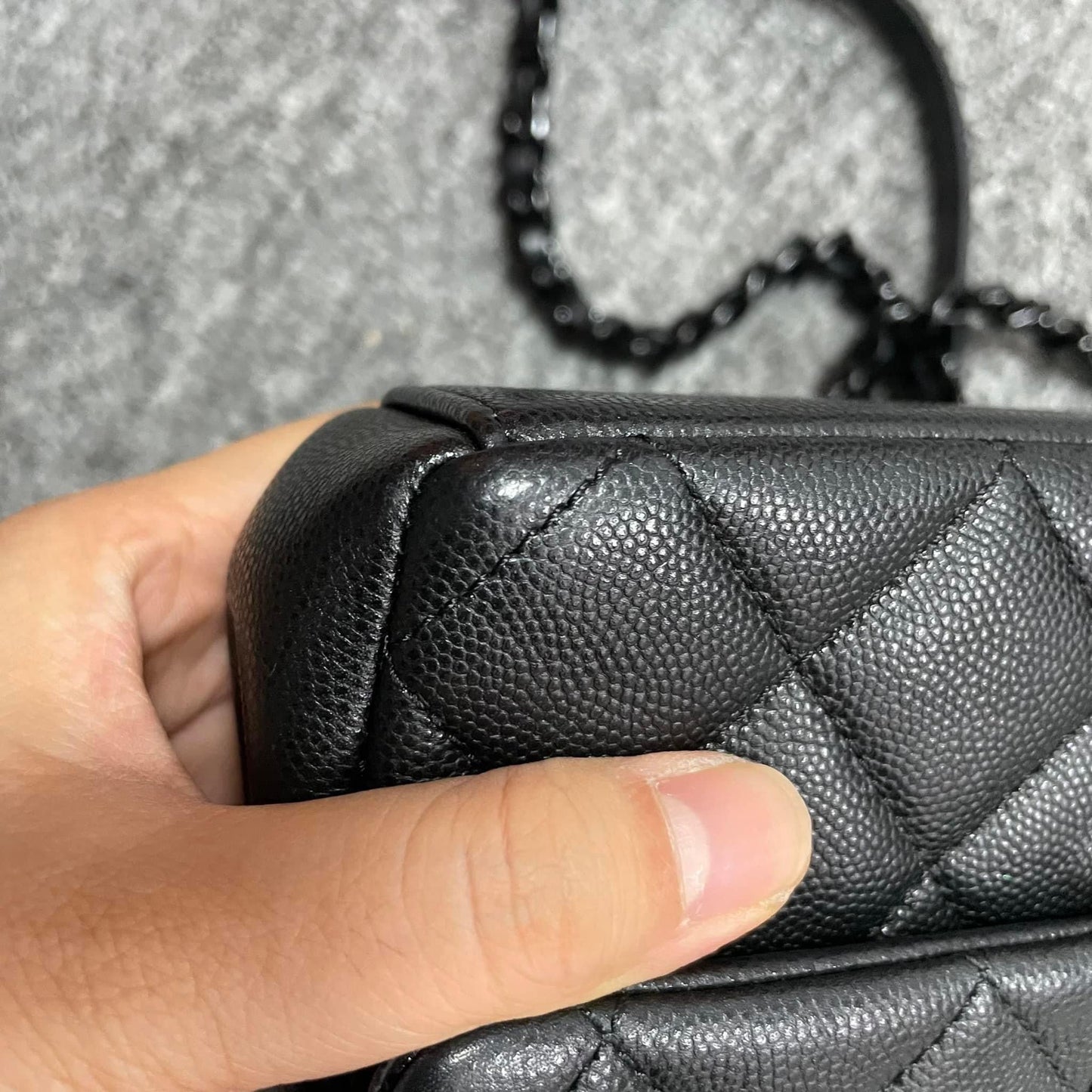 Chanel Black caviar mini rectangle incognito flap