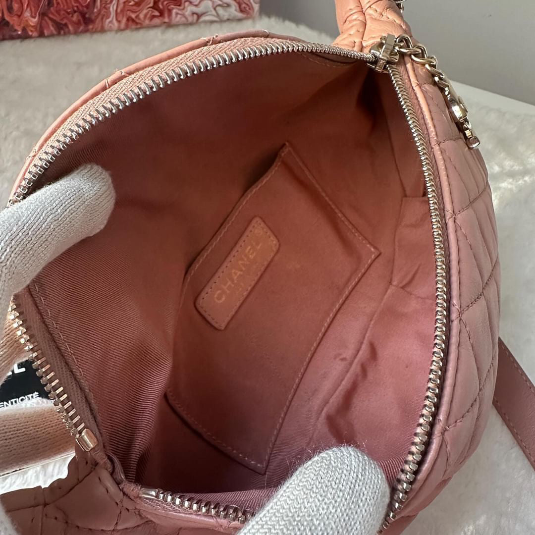Chanel pink quilted calfskin belt bag Danny pack aged gold hardware