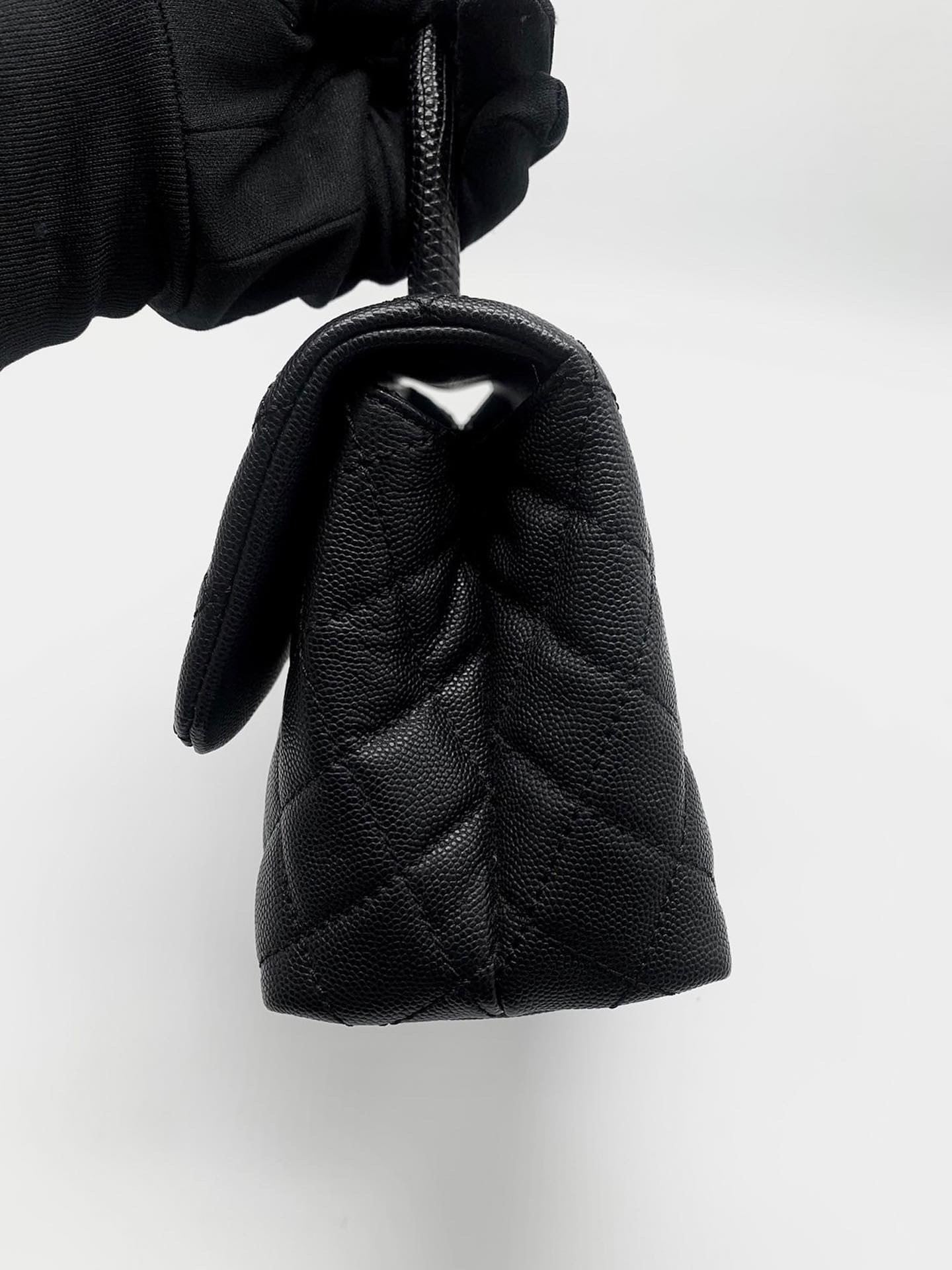 Chanel black caviar small coco handle RHW