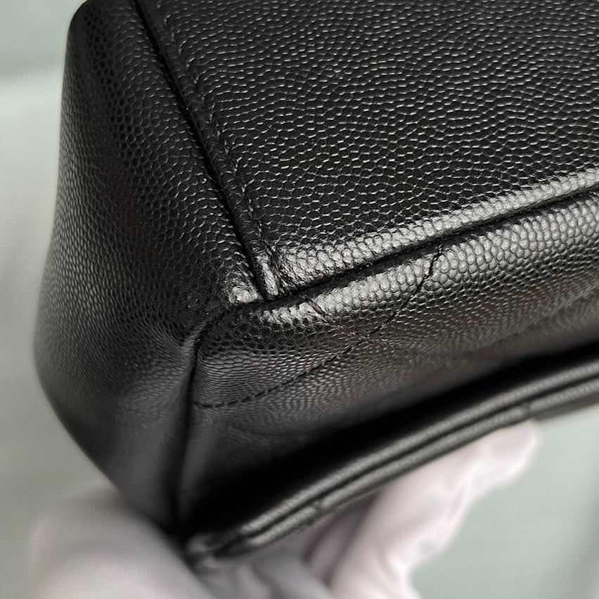 Chanel black caviar so black small flap