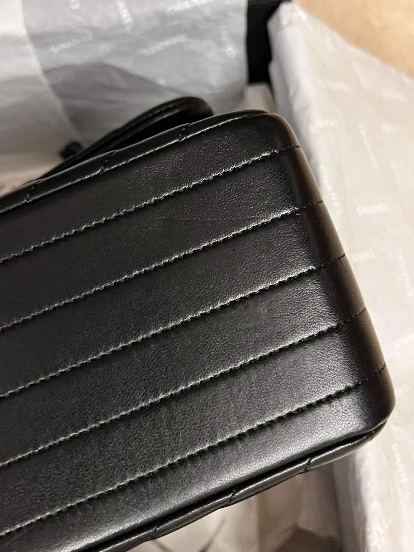 Chanel So Black chevron jumbo double flap