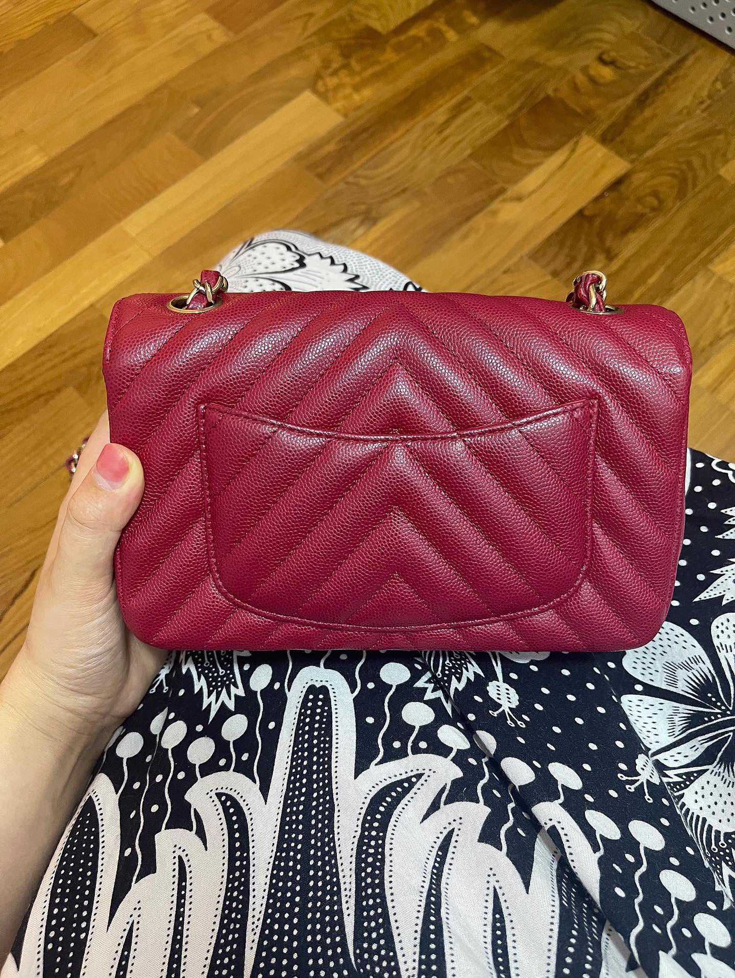 Chanel 18B mini caviar rectangle chevron deep raspberry-partial payment