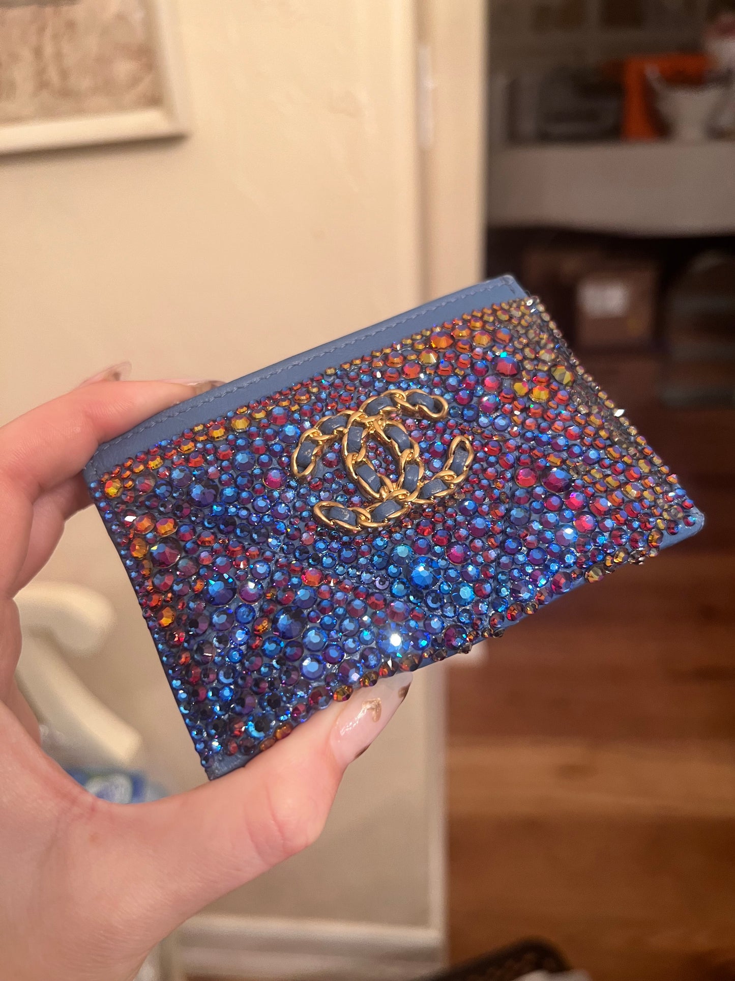 Chanel 19 crystal strassed card holder