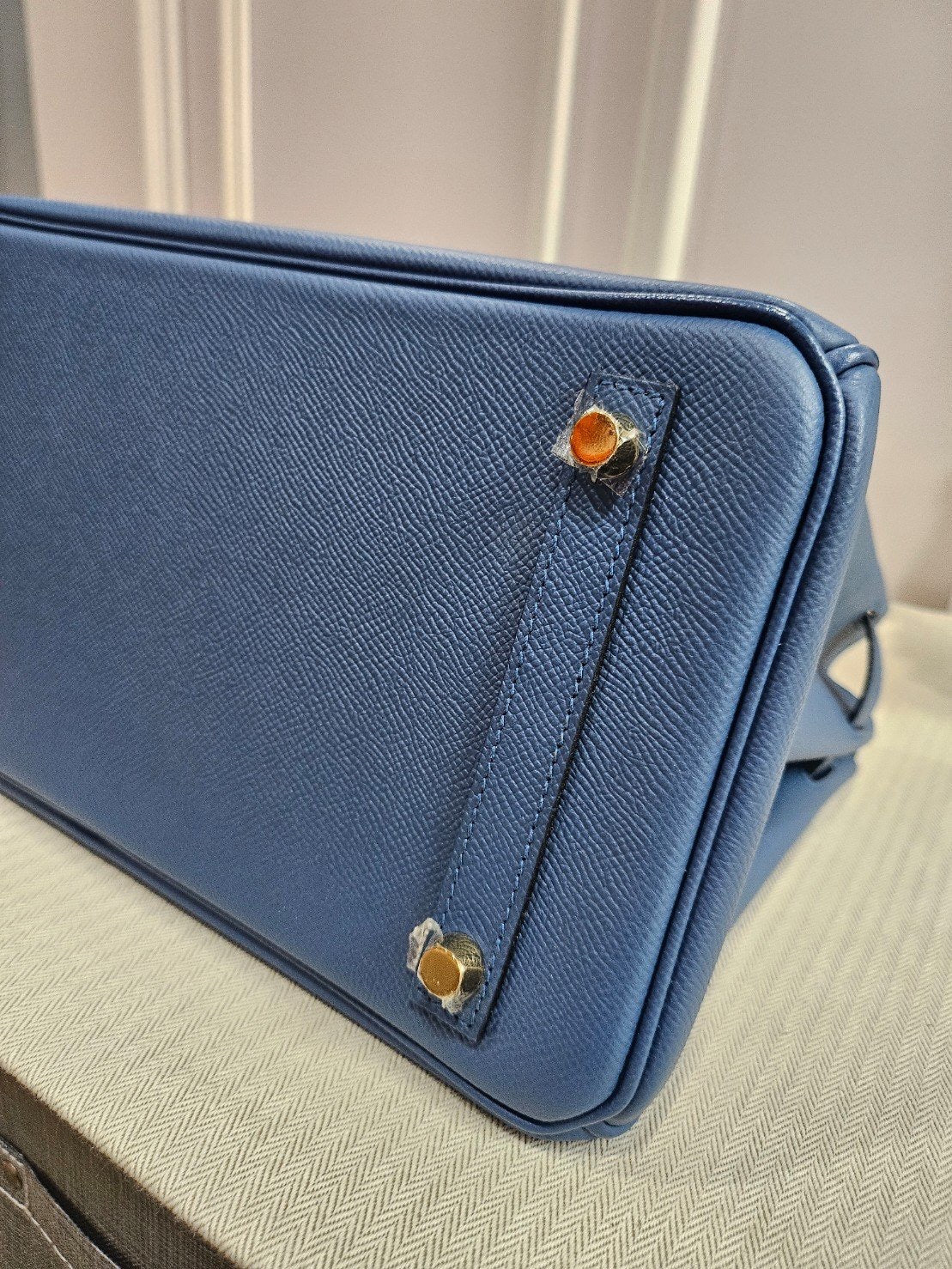 Hermes birkin B30 Epsom blue thalassa GHW stamp X
