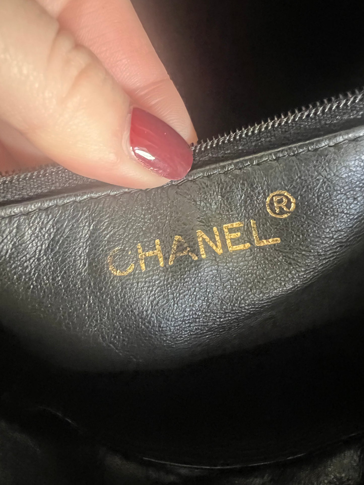 Chanel black lambskin large camera bag