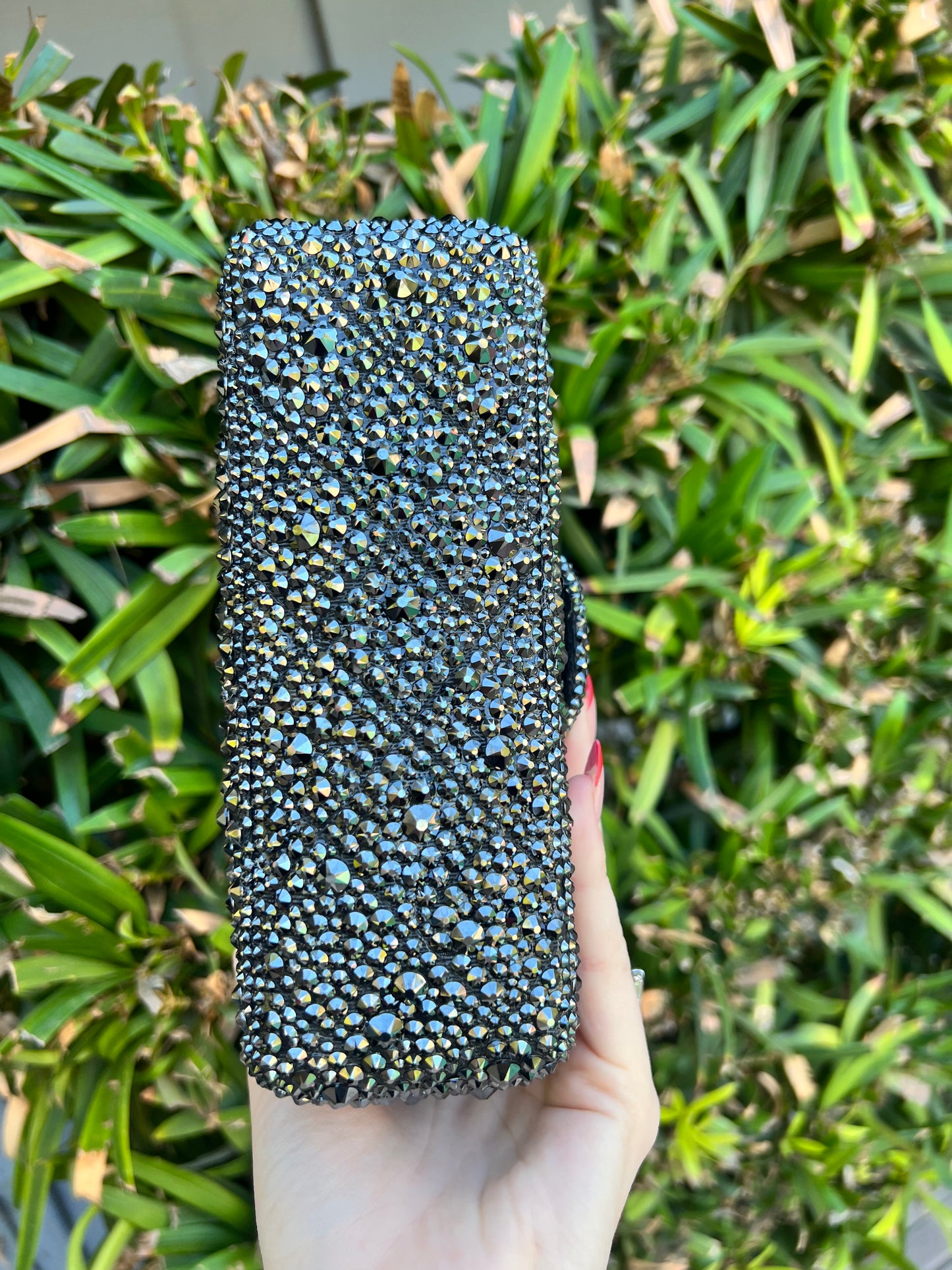 Chanel mini square crystal strassed jet ab