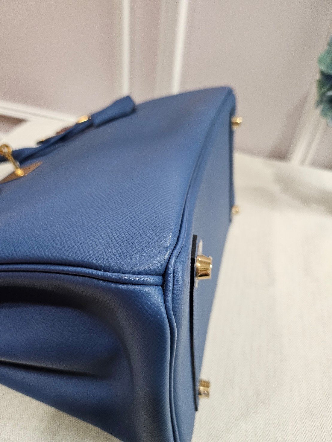 Hermes birkin B30 Epsom blue thalassa GHW stamp X