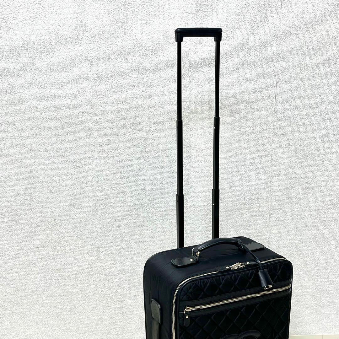 Chanel quilted fabric CC roller carry on travel suitcase