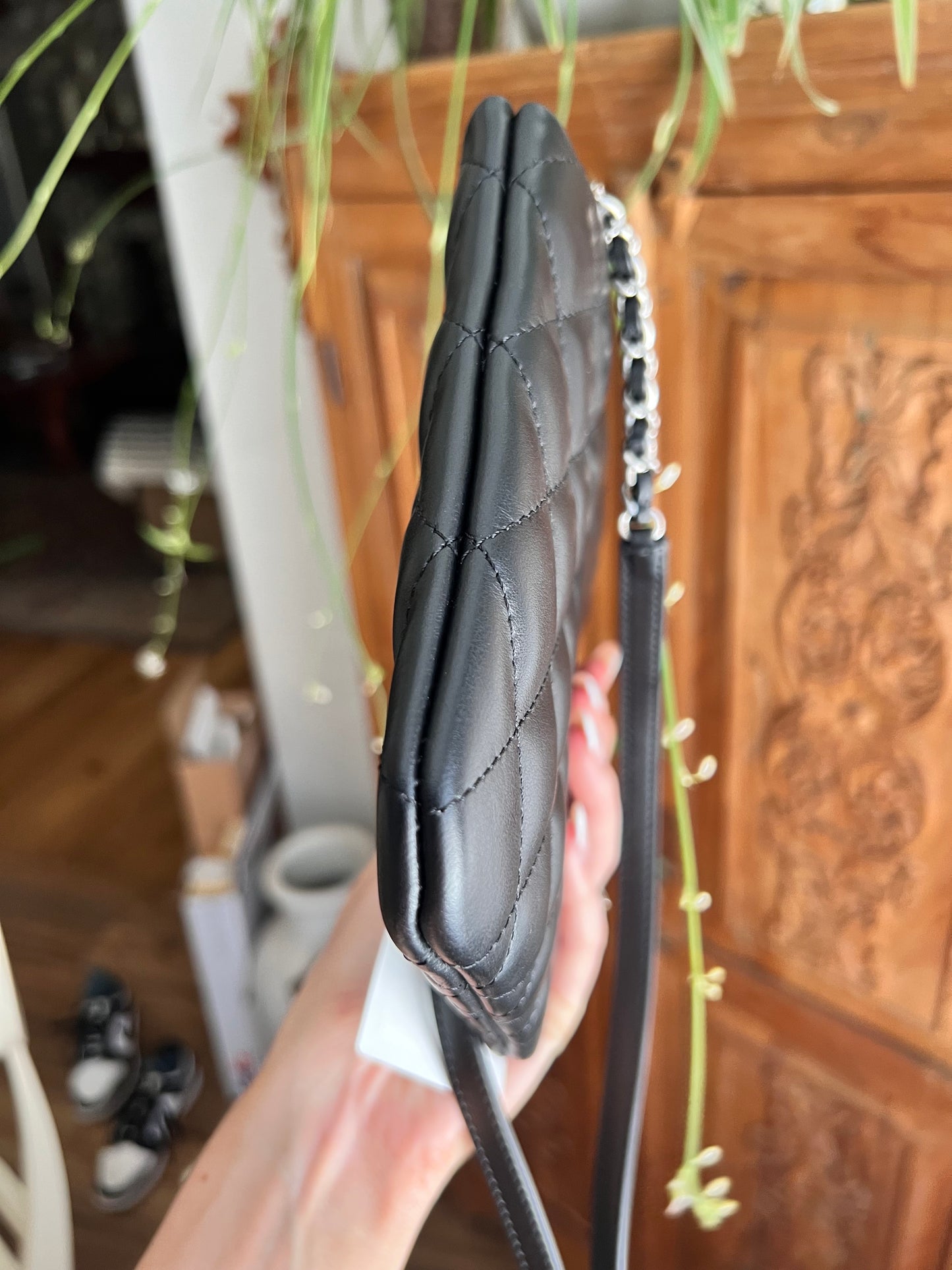 Chanel black quilted lambskin uniform crossbody