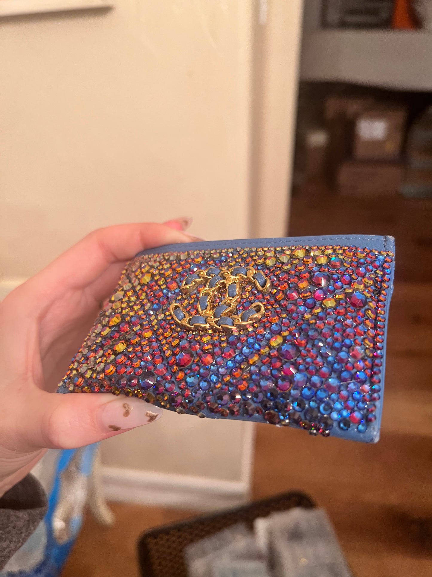 Chanel 19 crystal strassed card holder