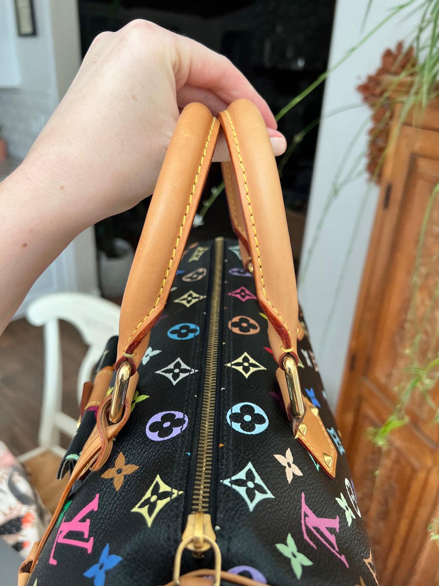 Louis Vuitton black multicolor murakami speedy 30 handbag