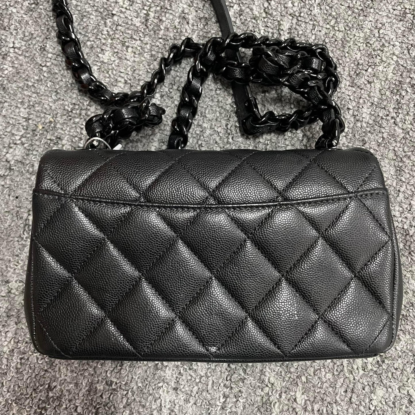 Chanel Black caviar mini rectangle incognito flap
