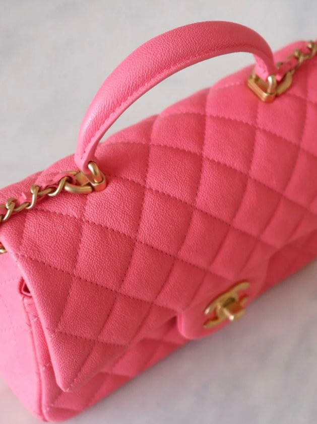 Chanel Mini rectangle top handle 21S in pink caviar brushed ghw