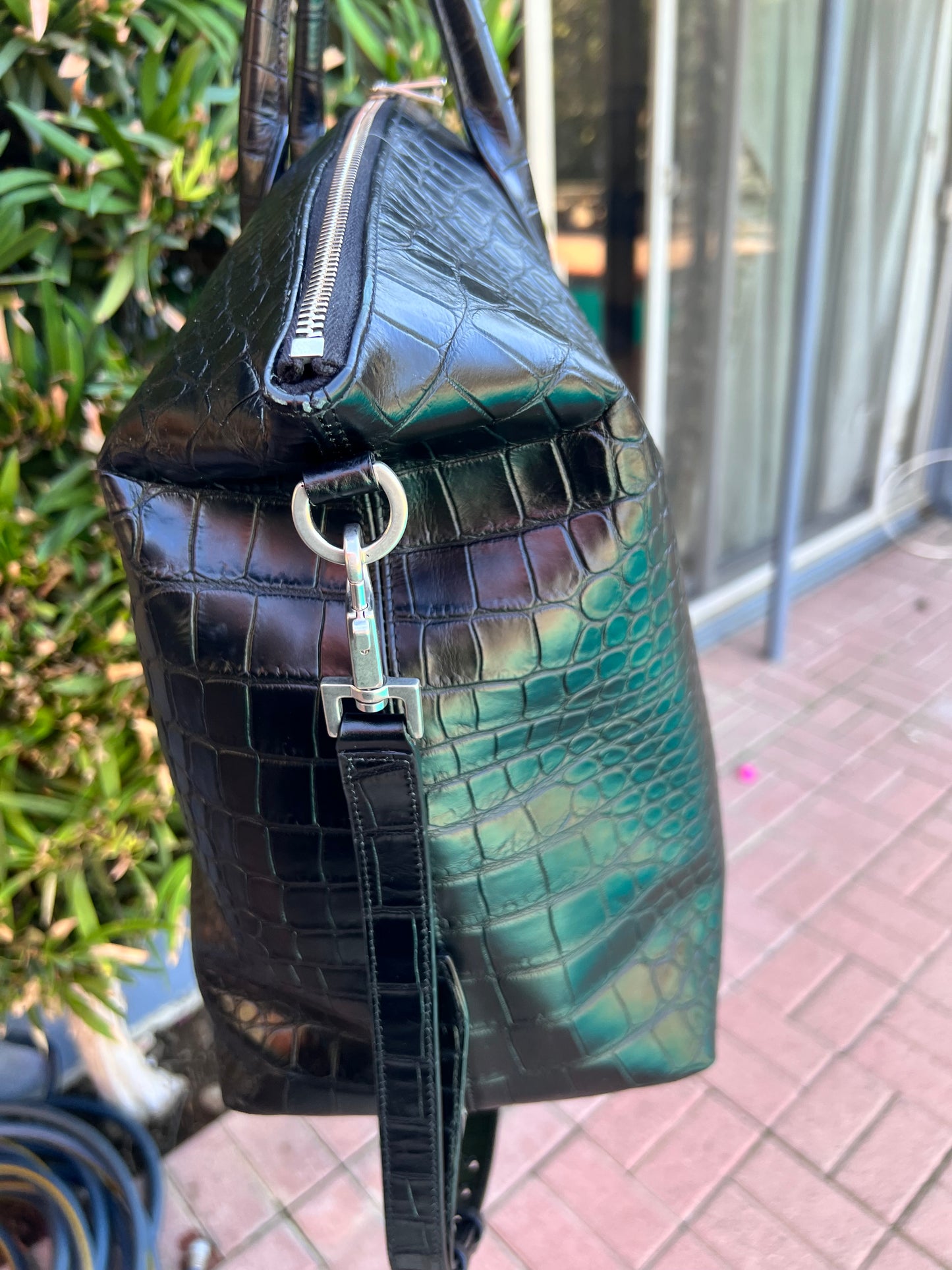Yves Saint Laurent XL embossed croc black tote