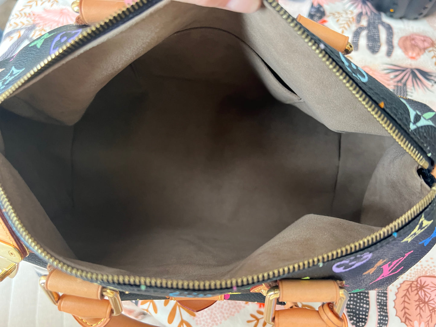 Louis Vuitton black multicolor murakami speedy 30 handbag